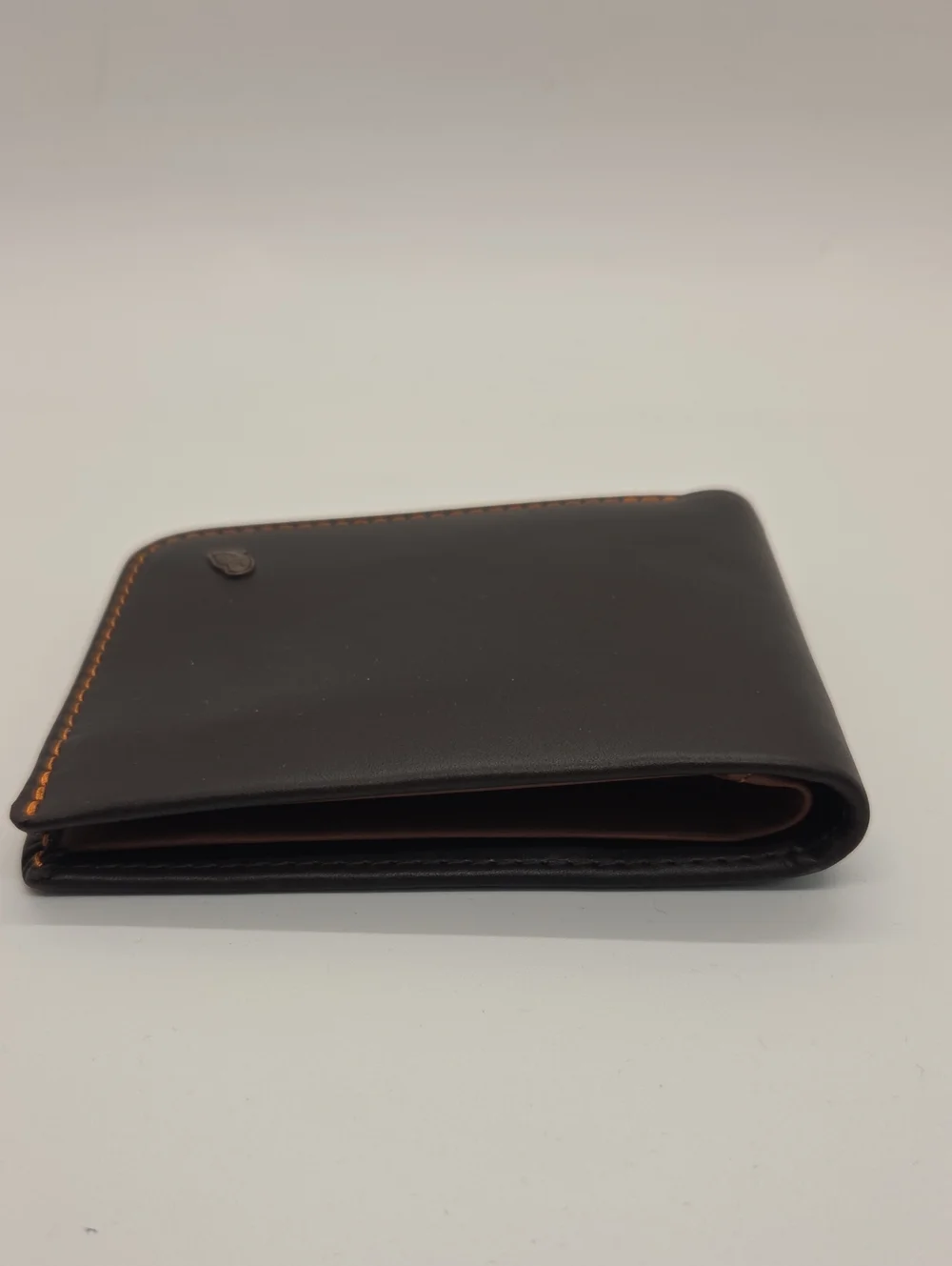 Bellroy Hide & Seek Bifold Leather Wallet with Orange Stitching Java Colorway